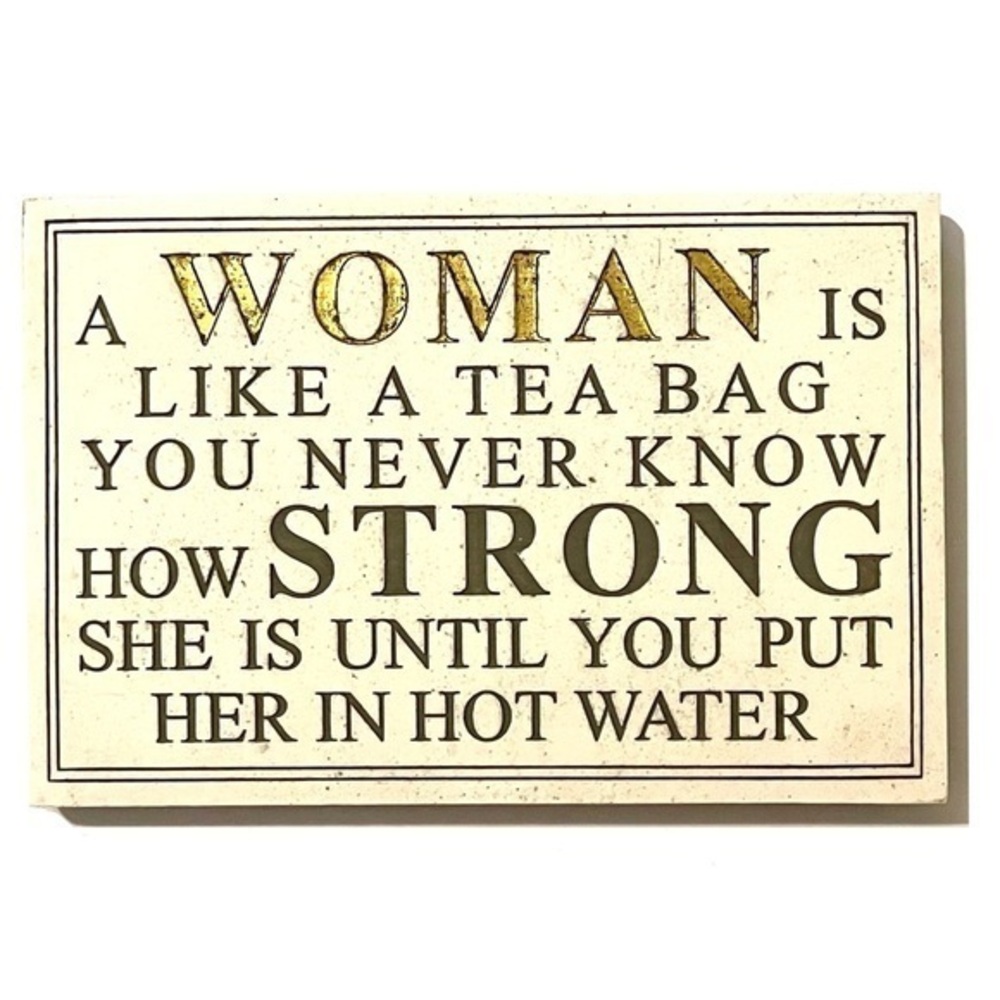 Vintage HPI Strong Woman Marble Slab Sign!